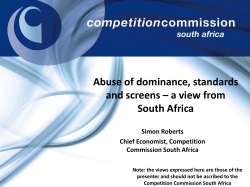 Abuse of dominance, standards and screens &ndash; a view from South