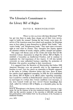The Librarian`s Commitment to the Library Bill of Rights