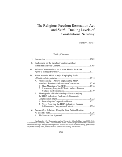 The Religious Freedom Restoration Act and Smith