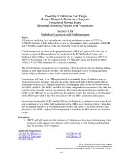 Radiation Exposure and Radioisotopes - The UCSD IRB