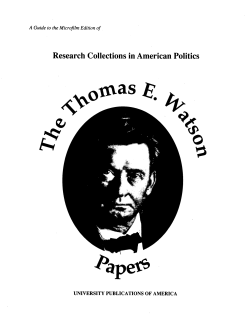 Thomas E. Watson Papers