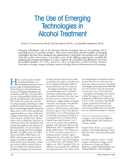 The Use of Emerging Technologies in Alcohol Treatment, Alcohol