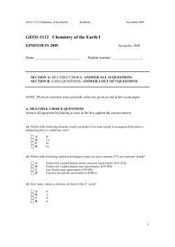 GEO1-1112 Chemistry of the Earth I