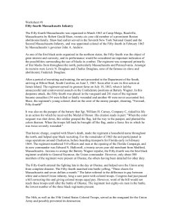 Worksheet #8 Fifty-fourth Massachusetts Infantry The Fifty