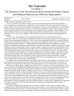 The Federalist Papers 51-85