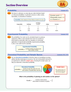 Probability Experimental Probability Theoretical Probability and