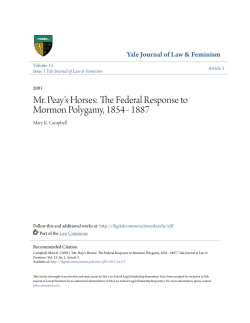 Mr. Peay`s Horses: The Federal Response to Mormon Polygamy, 1854