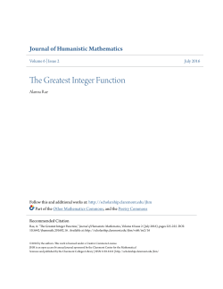 The Greatest Integer Function
