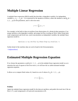 Multiple Linear Regression Estimated Multiple Regression Equation