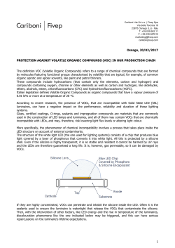 Osnago, 20/02/2017 PROTECTION AGAINST VOLATILE ORGANIC
