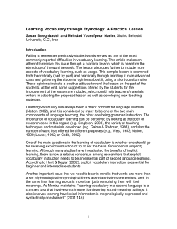 Teaching Vocabulary through Etymology: A Practical Lesson