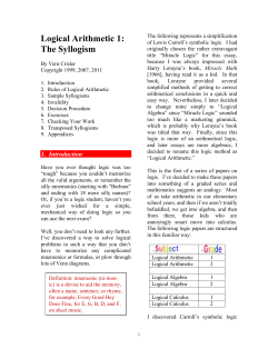 Logical Arithmetic 1: The Syllogism