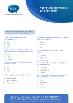 Hydration awareness quiz for staff - Victorian Continence Resource