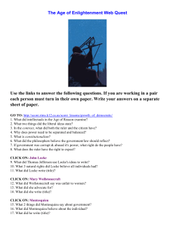 The Age of Enlightenment Web Quest Use the links