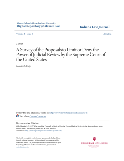 A Survey of the Proposals to Limit or Deny the Power of Judicial