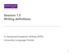 Session 1.5 Writing definitions