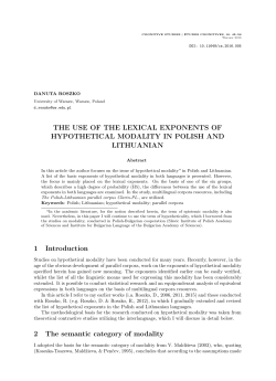The Use of the Lexical Exponents of Hypothetical Modality in Polish