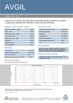 AVGIL 210 - 1703 Avgil 210 is a natural, very fine calcium carbonate