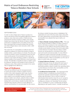 Matrix of Ordinances Restricting Retailers Near Schools