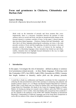 Focus and prominence in Chichewa, Chitumbuka and