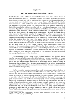 Chapter Two Black and Middle Class in South Africa: 1910
