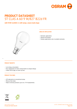PRODUCT DATASHEET ST CLAS A 60 9 W/827