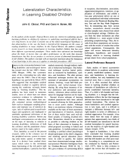 Lateralization Characteristics in Learning Disabled