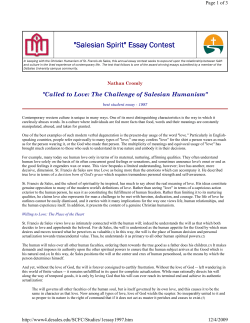 "Salesian Spirit" Essay Contest Essay Contest