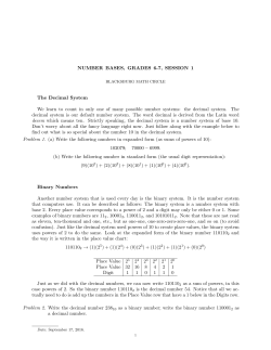 NUMBER BASES, GRADES 6-7, SESSION 1 The Decimal