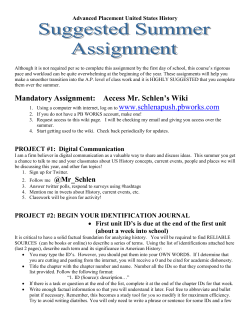 Mandatory Assignment: Access Mr. Schlen`s Wiki www