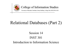 Relational Databases (Part 2)