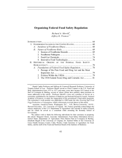 Organizing Federal Food Safety Regulation