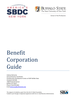 Benefit Corporation Guide - Small Business Development Center