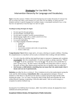 Strategies For Use With The Intervention Hierarchy for