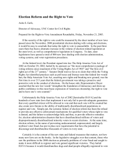 Election Reform and the Right to Vote