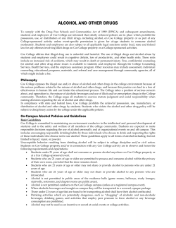 Coe Alcohol and Illegal Substance policy