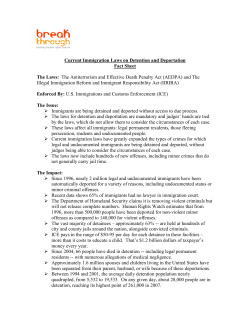 Current Immigration Laws on Detention and Deportation Fact