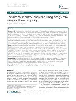 The alcohol industry lobby and Hong Kong`s zero wine and beer tax
