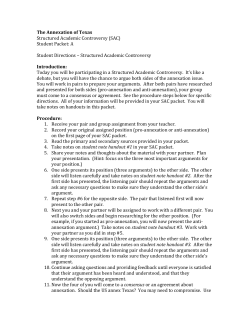 The Annexation of Texas Structured Academic Controversy (SAC