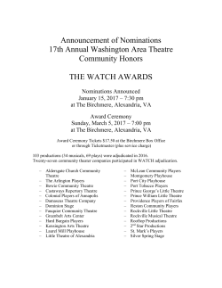 Announcement of Nominations - Washington Area Theatre