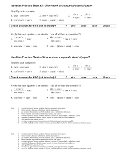 Identities Practice Sheet#2