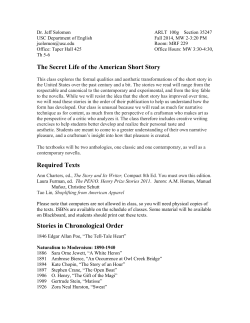 The Secret Life of the American Short Story Required Texts Stories