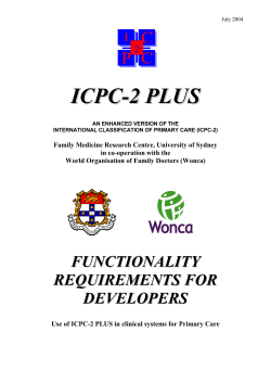 ICPC-2 plus : Functionality Requirements For Developers