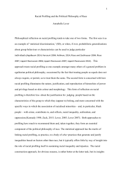 Racial Profiling and the Political Philosophy of Race Annabelle