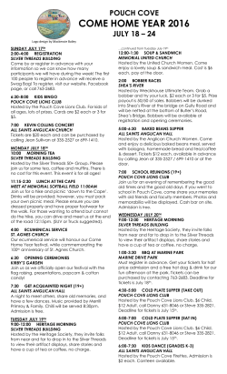 COME HOME YEAR 2016 - Town of Pouch Cove