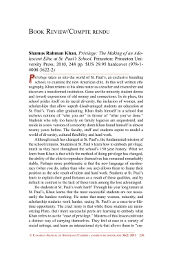 BOOK REVIEW/COMPTE RENDU Shamus Rahman Khan, Privilege