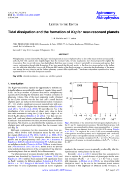 Tidal dissipation and the formation of Kepler near