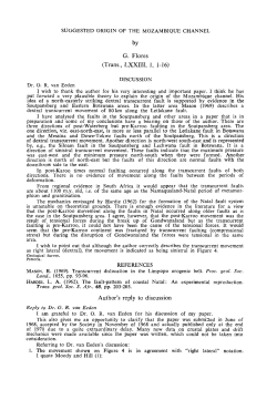 G. Flores (Trans., LXXIII, 1, 1-16) Author`s reply to discussion