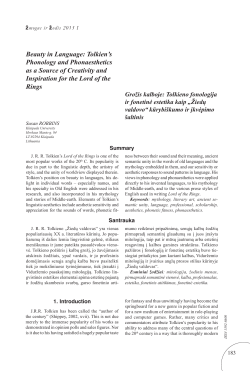 Beauty in Language: Tolkien`s Phonology and