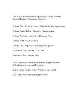 Theories of Firm Behavior in the Nonprofit Sector. A